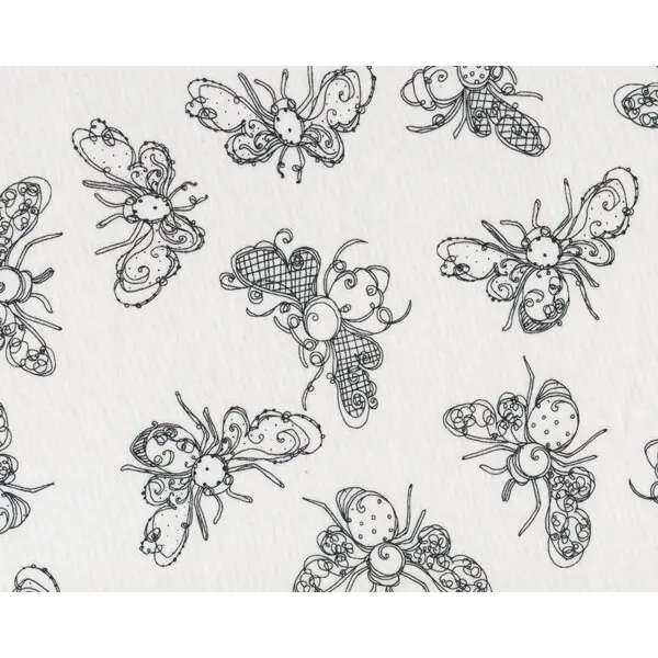 Patchworkstoff "Busy Bees" mit Loralie-Bienen, weiß-schwarz
