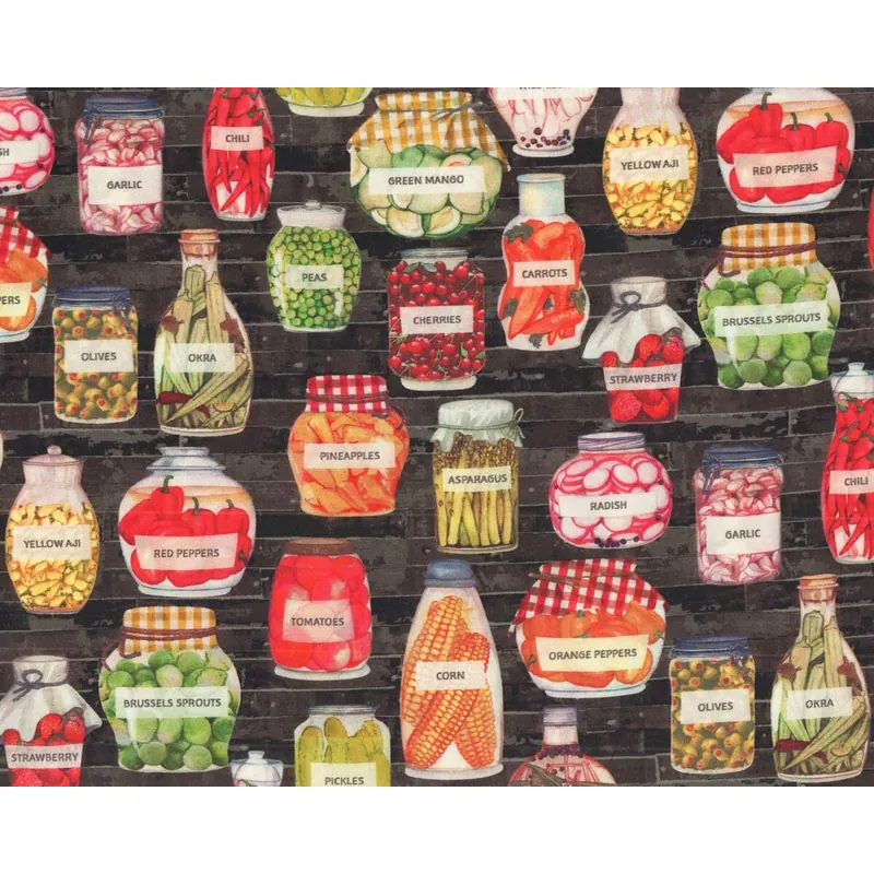 Patchworkstoff CERTIFIED DELICIOUS, Sauergemüse, steingrau, Windham Fabrics