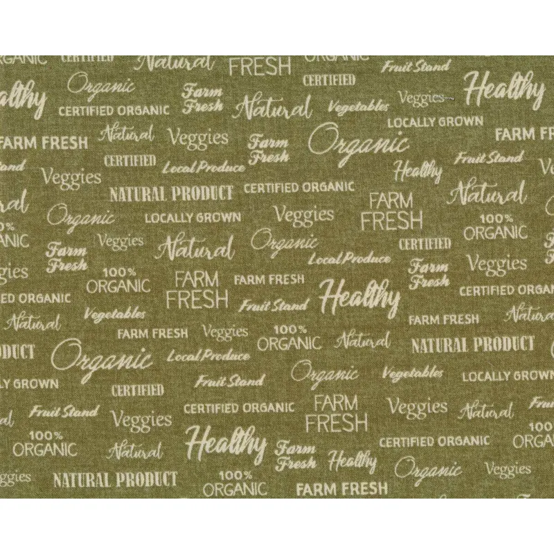 Patchworkstoff CERTIFIED DELICIOUS, Schrift, moosgrün, Windham Fabrics