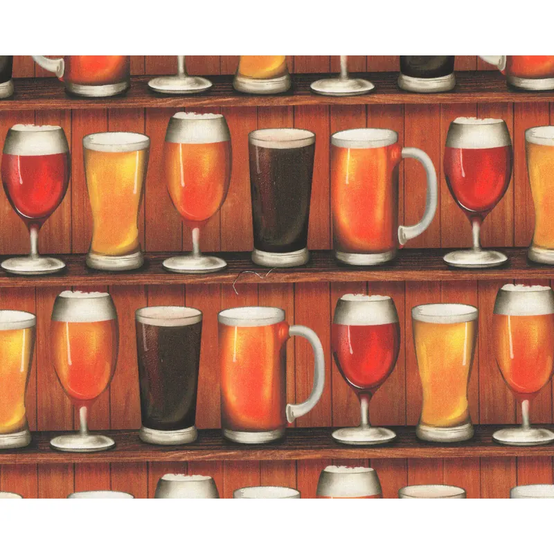 Patchworkstoff CHEERS, Biergläser, braun, Robert Kaufman
