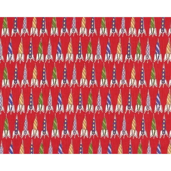 Patchworkstoff "Children at play" mit Raketen, rot