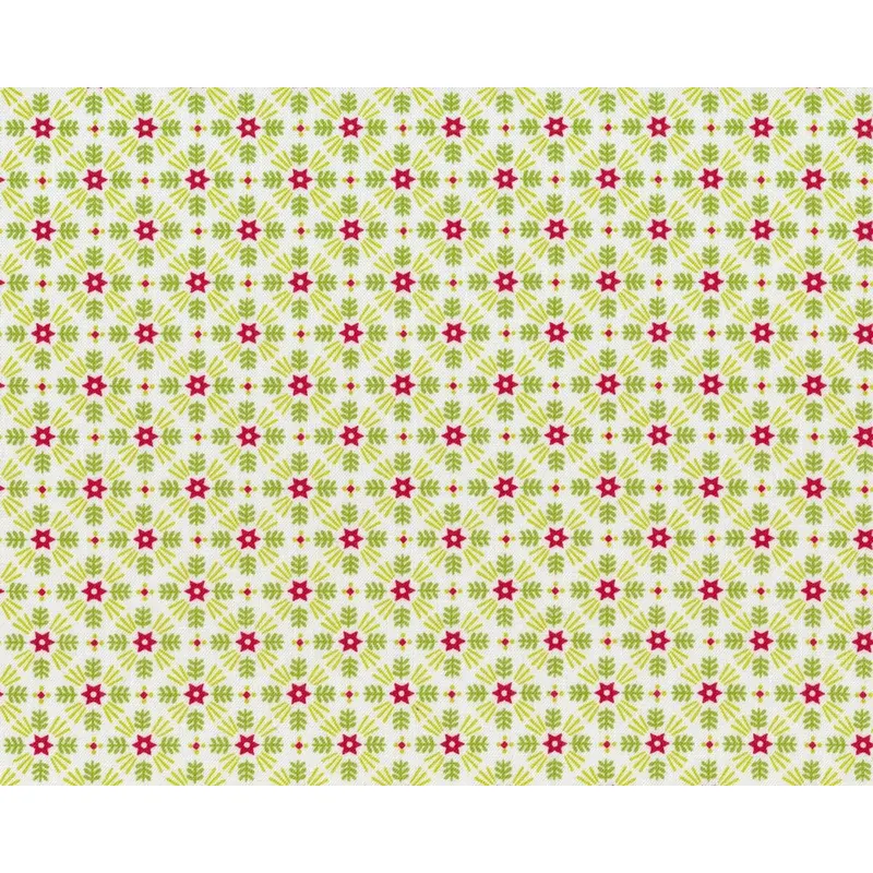 Patchworkstoff CHRISTMAS KITSCH, Weihnachtsblumen, weiß-grasgrün