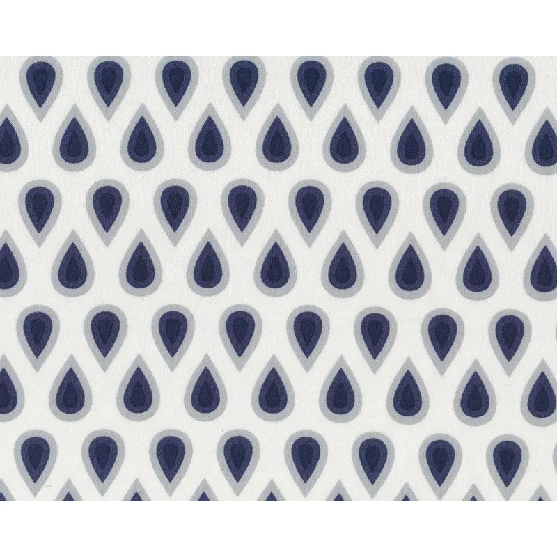 Patchworkstoff CORALINE, Tropfen, marineblau-weiß