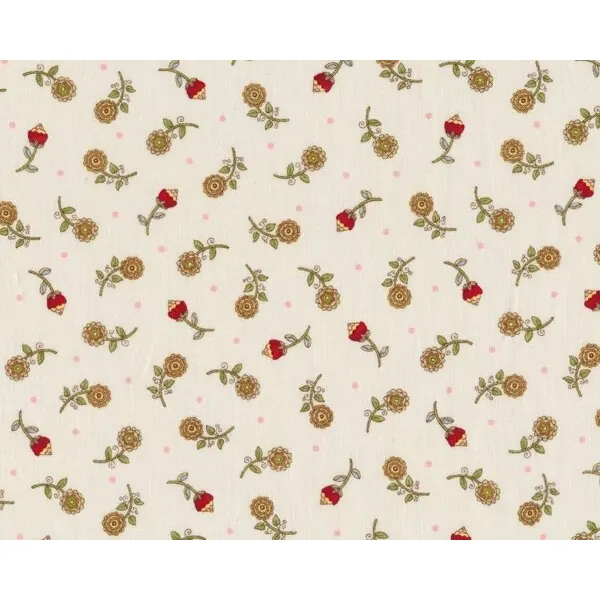 Patchworkstoff COTTAGE CHARME, Streublumen, gebrochenes weiß-rot