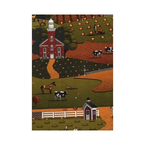 Patchworkstoff COUNTRY HARVEST, Ernte auf dem Land, goldbraun-helles olive