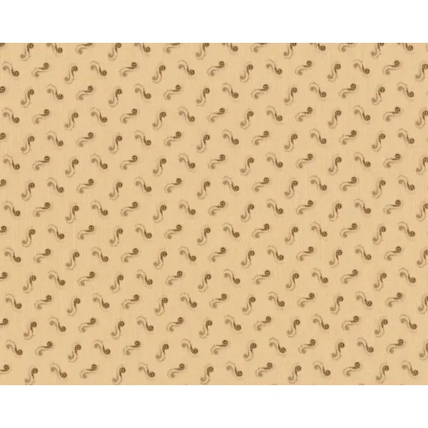 Patchworkstoff "Country Manor" mit kleinen s-förmigen Kringeln, hellbeige-braun