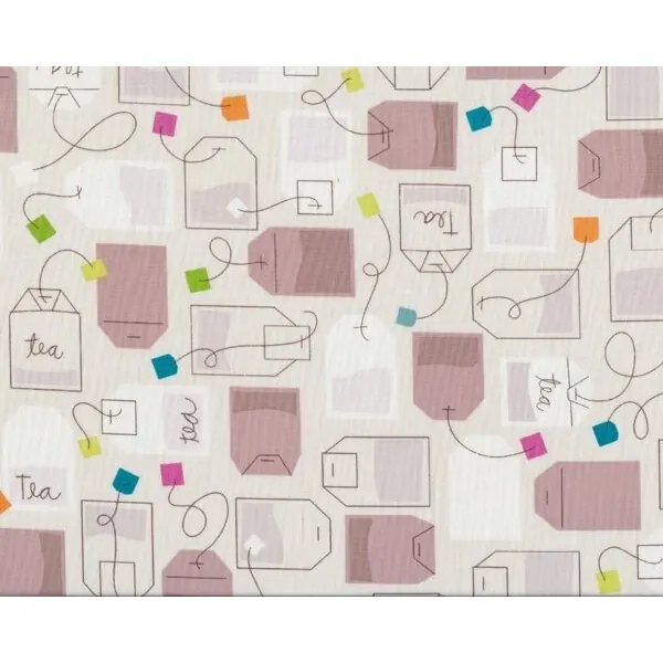 Patchworkstoff CREAM & SUGAR, Teebeutel, gedecktes helles beigegrau-beigebraun