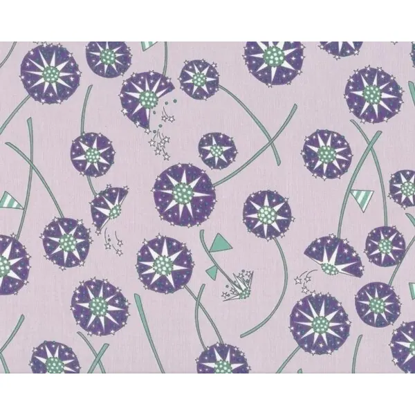 Patchworkstoff "Dandelion" mit gezackten Pusteblumen, lila-helllila