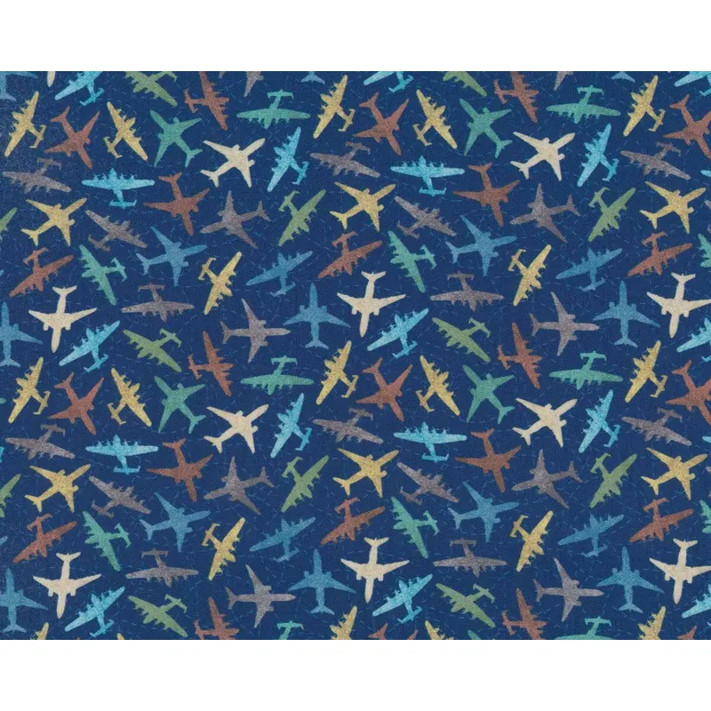 Patchworkstoff DISCOVER, Flugzeug, dunkelblau, Windham Fabrics