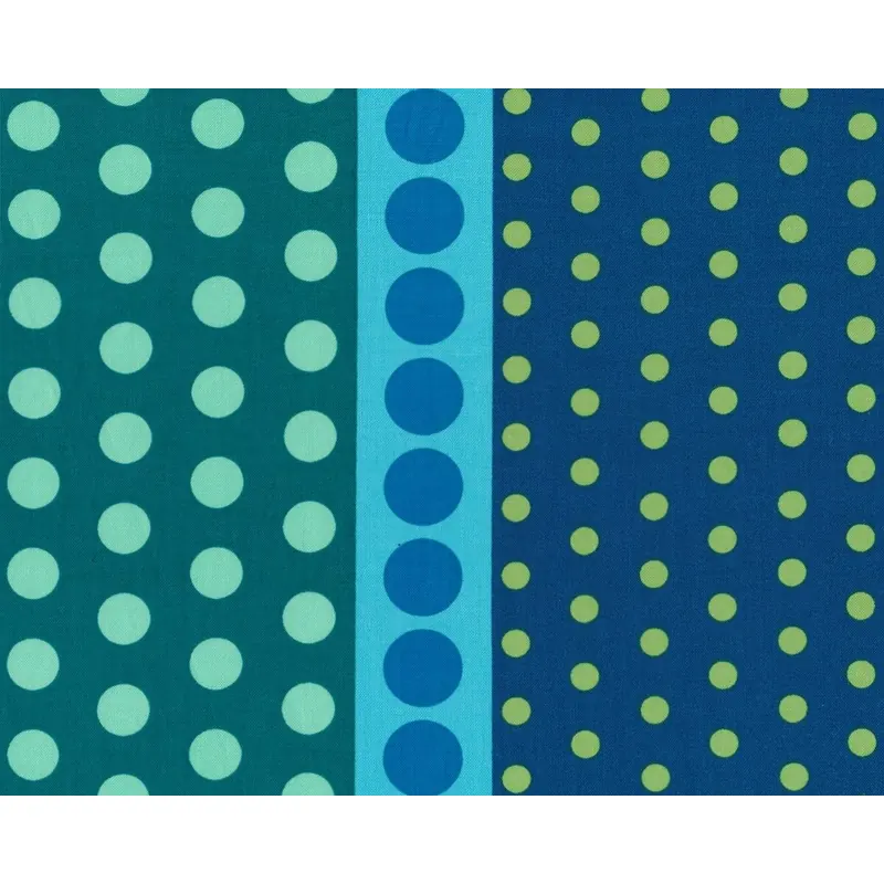 Patchworkstoff DOT CRAZY, Punkte-Bordüre, petrolblau