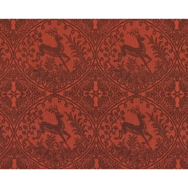 Patchworkstoff DOWRY, Gobelinmuster mit Hirsch, terracotta-dunkelbraun
