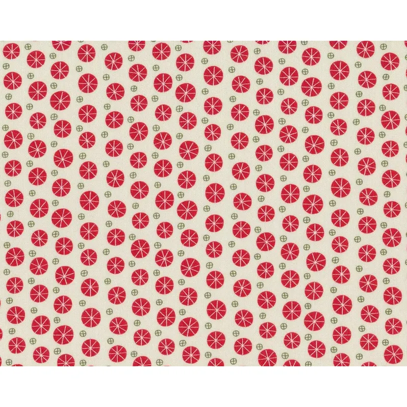 Patchworkstoff EAT, DRINK & BE UGLY, Sternchen-Kreise, wollweiß-rot, Moda Fabrics