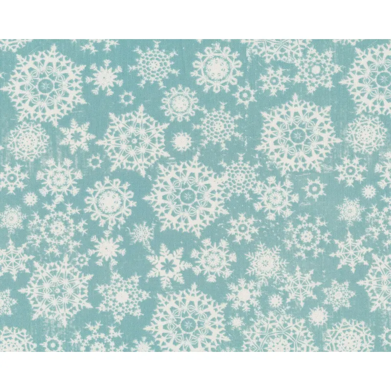 Patchworkstoff ECLECTIC ELEMENTS Christmastime, Schneekristalle, hellblau, Tim Holtz