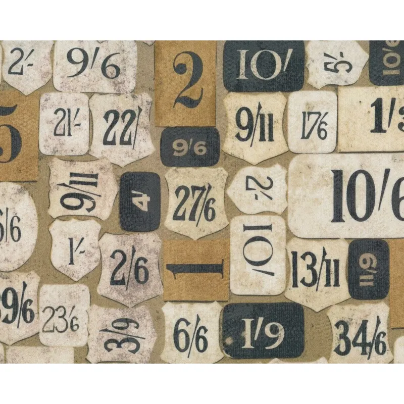 Patchworkstoff ECLECTIC ELEMENTS, Zahlen-Etiketten, Tim Holtz
