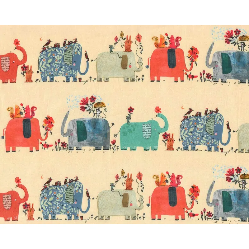 Patchworkstoff ELEPHANT JOY, Elefantenfamilie, Benartex