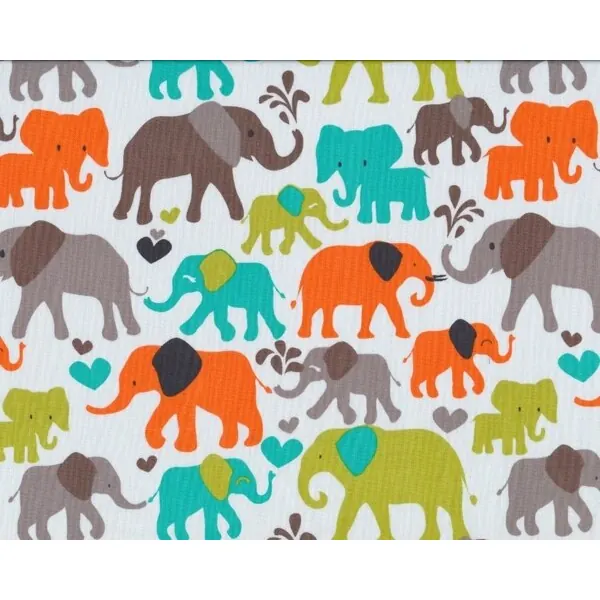 Patchworkstoff ELEPHANT WALK, Elefanten, orange-braun