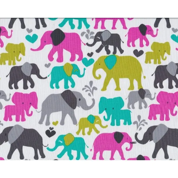 Patchworkstoff ELEPHANT WALK, Elefanten, pink-grau