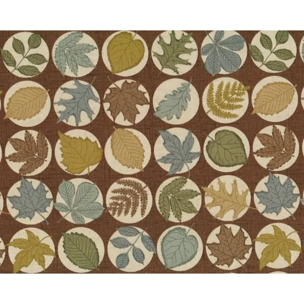 Patchworkstoff "Equinox" mit schönen Herbstblättern, braun-graublau