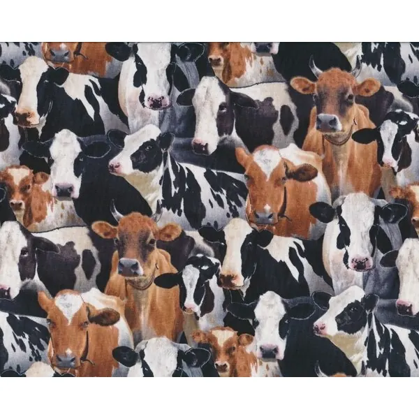 Patchworkstoff FARM ANIMALS, Rinder, braun-schwarz