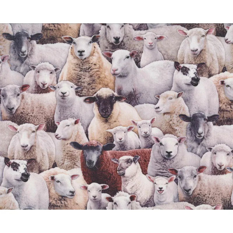 Patchworkstoff FARM ANIMALS, Schafherde, Elizabeth's Studio