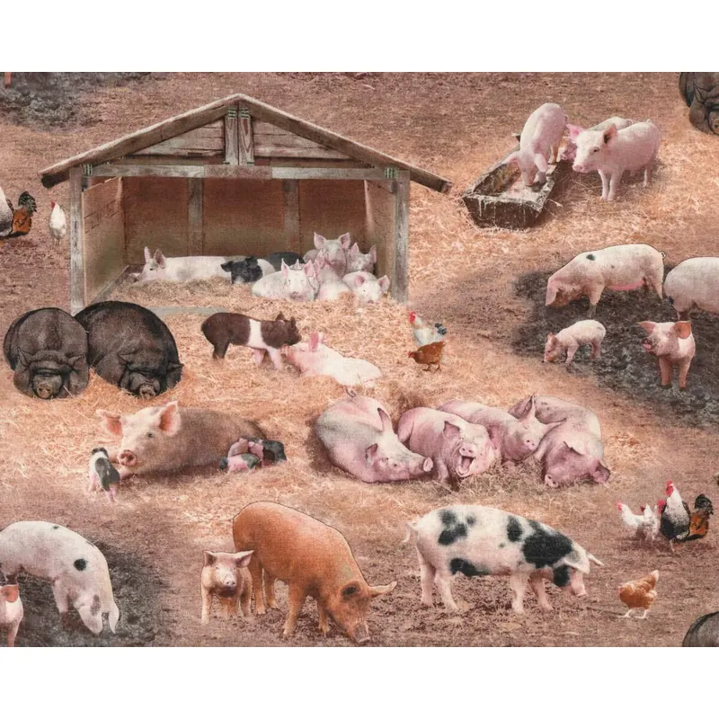 Patchworkstoff FARM ANIMALS, Schweine, Elizabeth's Studio