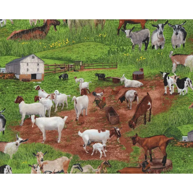 Patchworkstoff FARM ANIMALS, Ziegen, Elizabeth's Studio