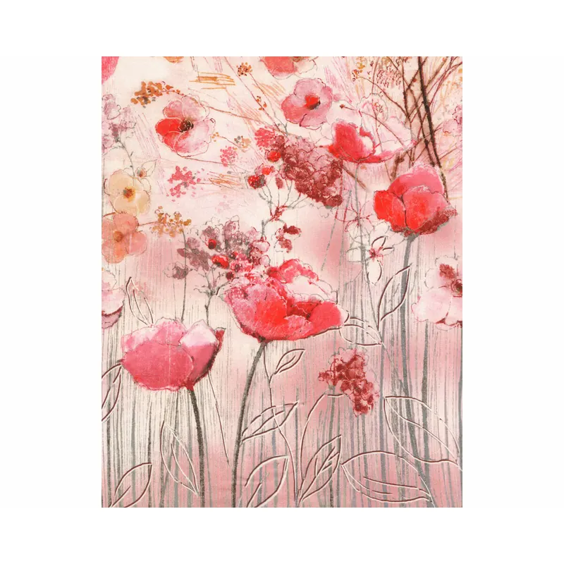 Patchworkstoff FLEUR, Mohnblüten-Bordüre, rosa