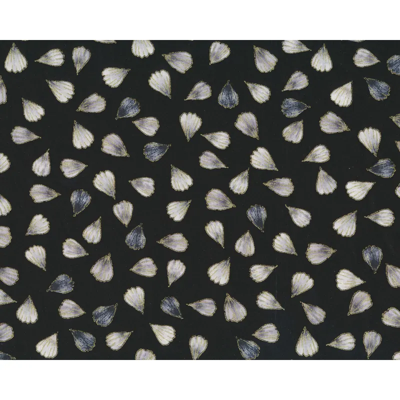 Patchworkstoff FLORAL IMPRESSIONS, Blütenblätter, schwarz