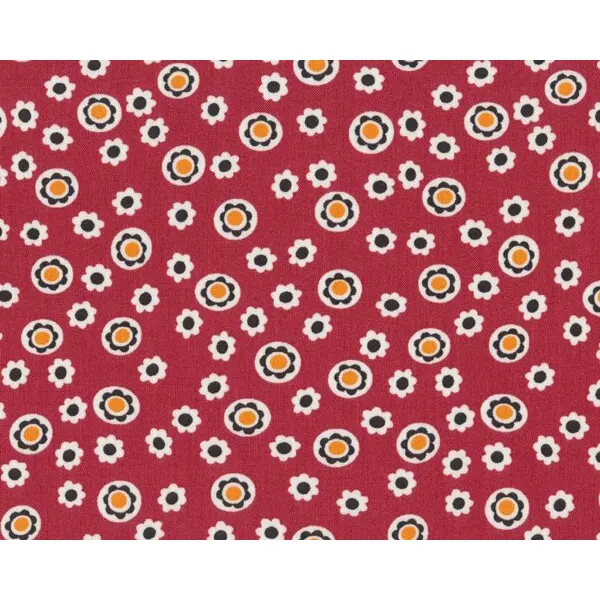Patchworkstoff FLORENCE mit Streublüten-Kreisen, stumpfes rot