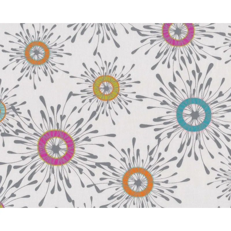 Patchworkstoff FLOW, Feuerwerksblüten, gebrochenes weiß-dunkelgrau, Moda Fabrics