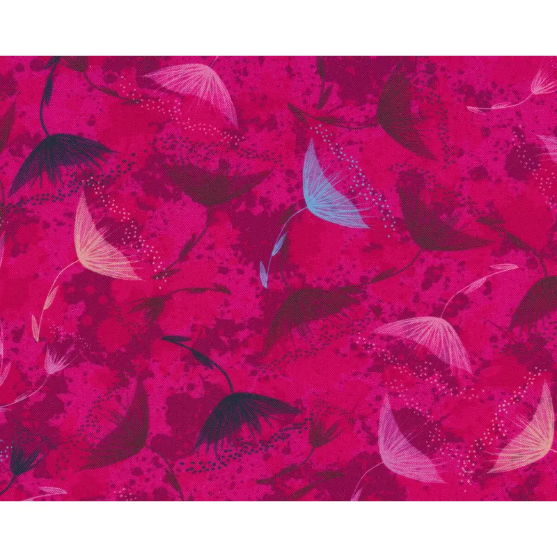 Patchworkstoff FLOWERS IN THE WIND, Pusteblumen-Schirmchen, fuchsia