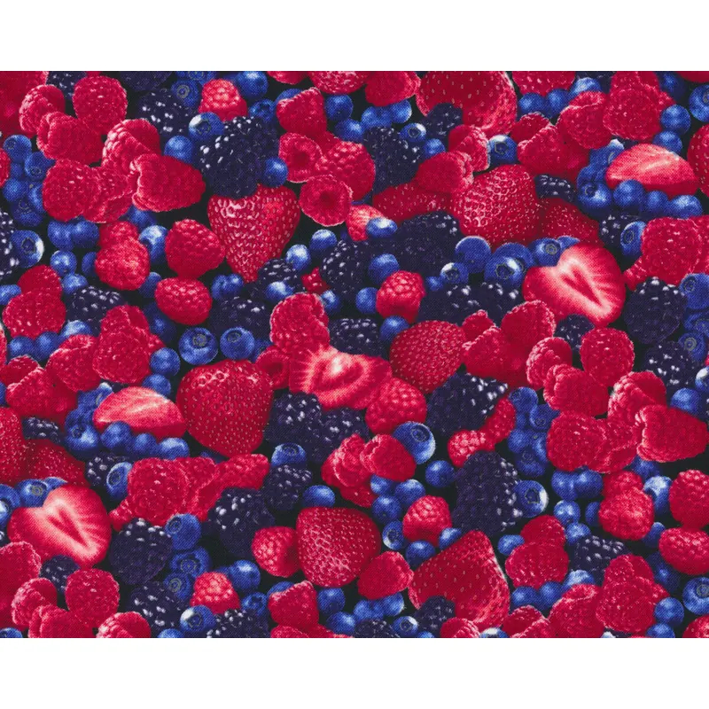 Patchworkstoff FRUIT BERRY, Beeren-Mix, rot-dunkles pflaume