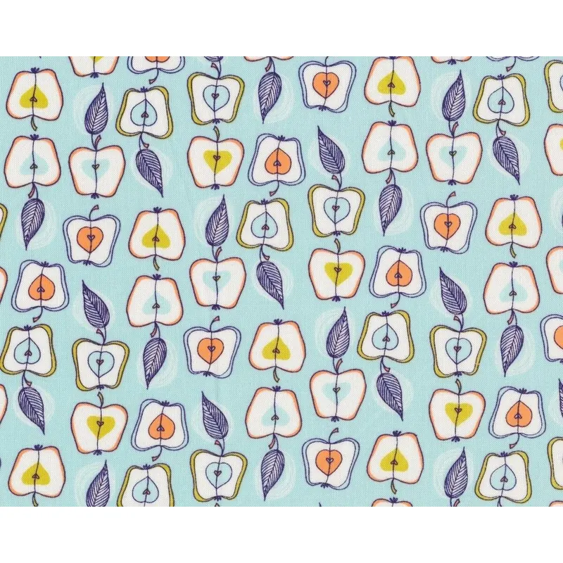 Patchworkstoff FRUIT STAND, Comic-Äpfel, helles hellblau