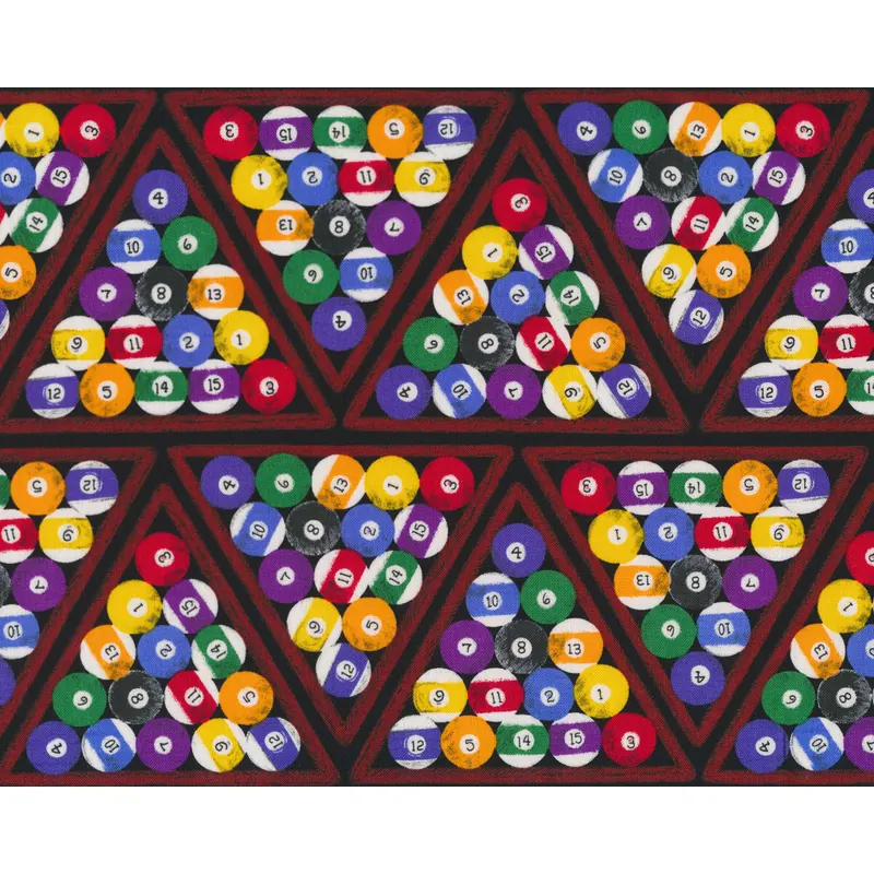 Patchworkstoff GAME NIGHT, Billardkugeln, rotbraun-gelb, Blank Quilting