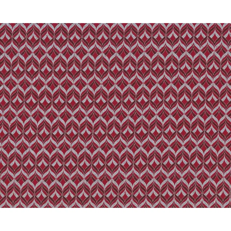 Patchworkstoff GOLD & SILBER CHRISTMAS, Oval-Rauten-Gitter, dunkelrot-silber metallic