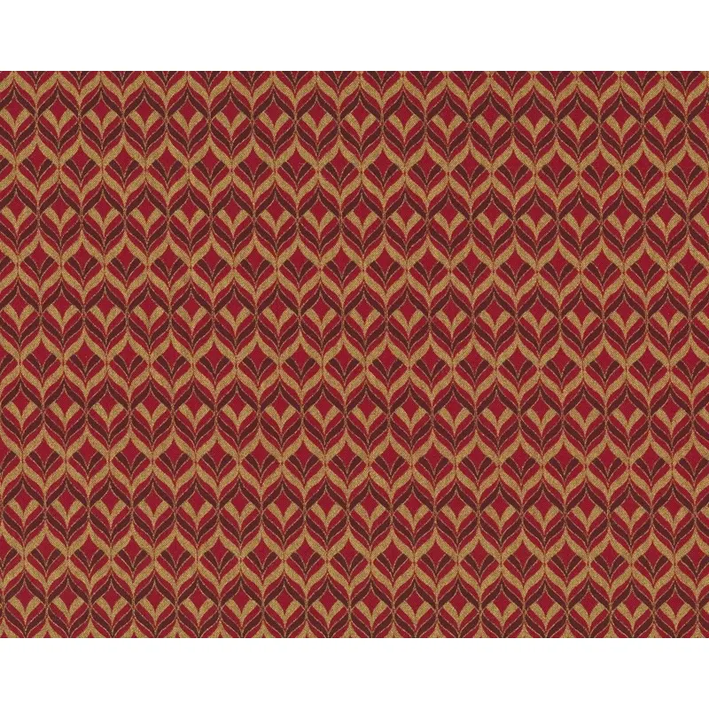 Patchworkstoff GOLD & SILBER CHRISTMAS, Oval-Rauten-Gitter, gedecktes rot-gold metallic
