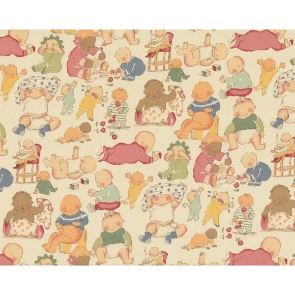Patchworkstoff "Goo Goo" mit knuffigen Babies, helles beige-altrosa