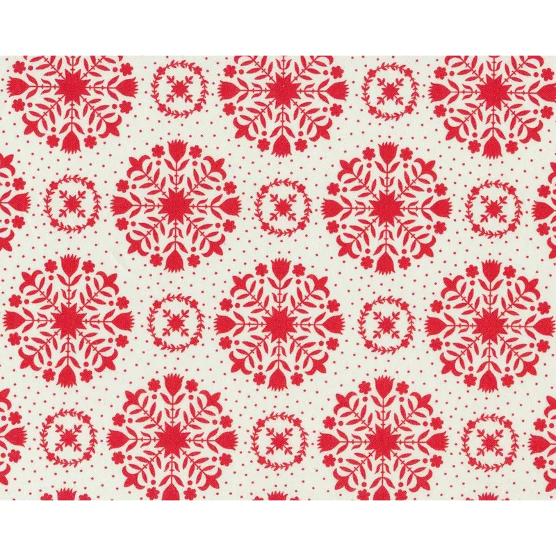 Patchworkstoff HANDMADE, Blüten-Kreis-Geometrie, rot-gebrochenes weiß, Moda Fabrics