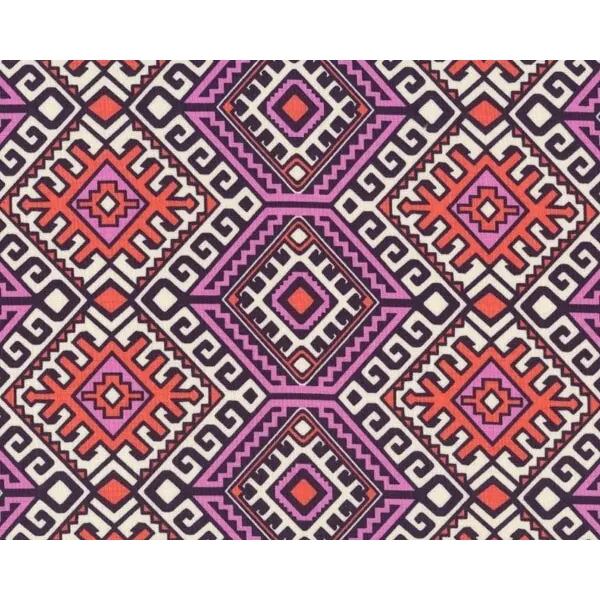 Patchworkstoff HAPI CAMEL BLANKET, Zacken-Ornamentmuster, aprikot-rosa