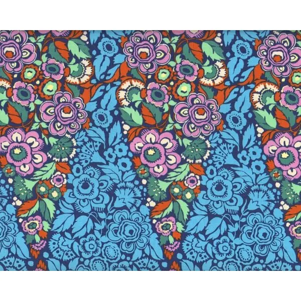 Patchworkstoff HAPI TRAPEZE, Blüten-Rauten, dunkelrosa-mittelblau