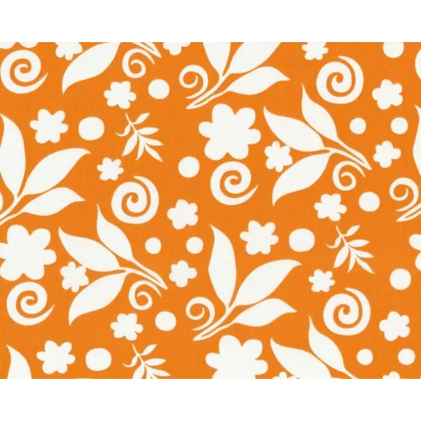 Patchworkstoff "Happy Go Lucky" mit Blumen-Blätter-Stempeln, orange