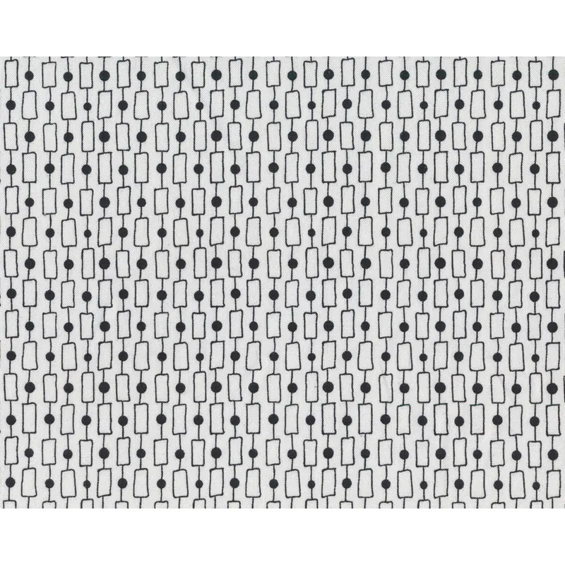 Patchworkstoff HARMONY, Viereck-Punkt-Kette, weiß-schwarz