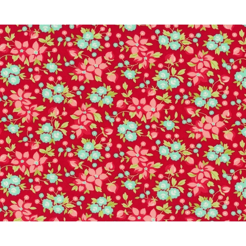 Patchworkstoff HELLO DARLING, Blumen-Bouquets, rot-altrosa, Moda Fabrics