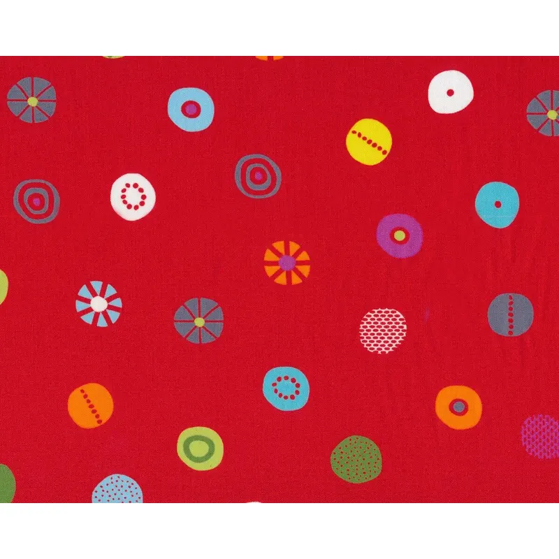 Patchworkstoff HEY DOT, Musterkreise, rot-steingrau, Moda Fabrics