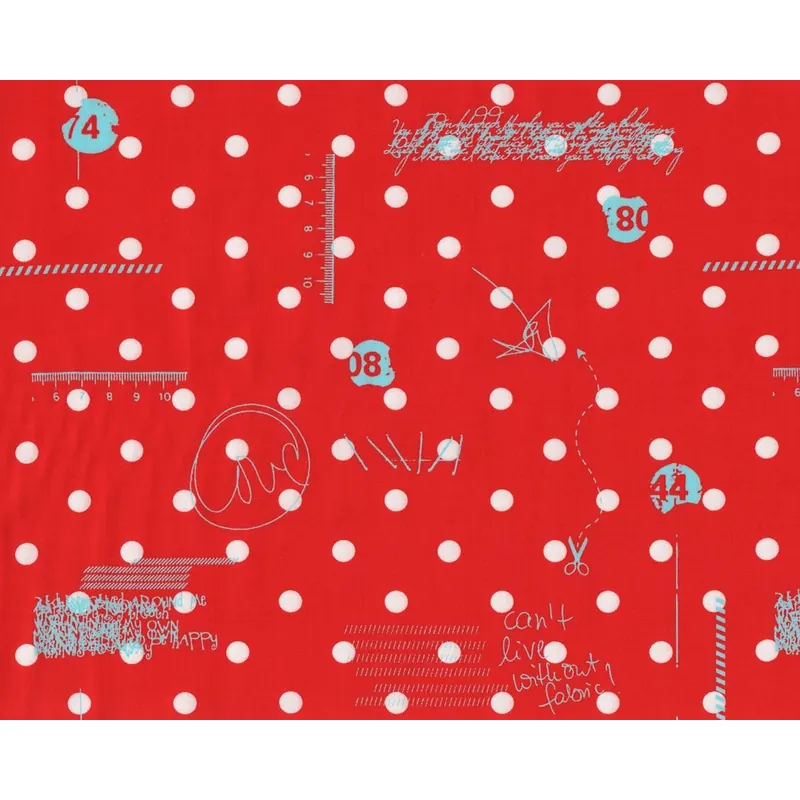 Patchworkstoff HEY DOT, Polka Dots und Skizzen, rot-gebrochenes weiß, Moda Fabrics