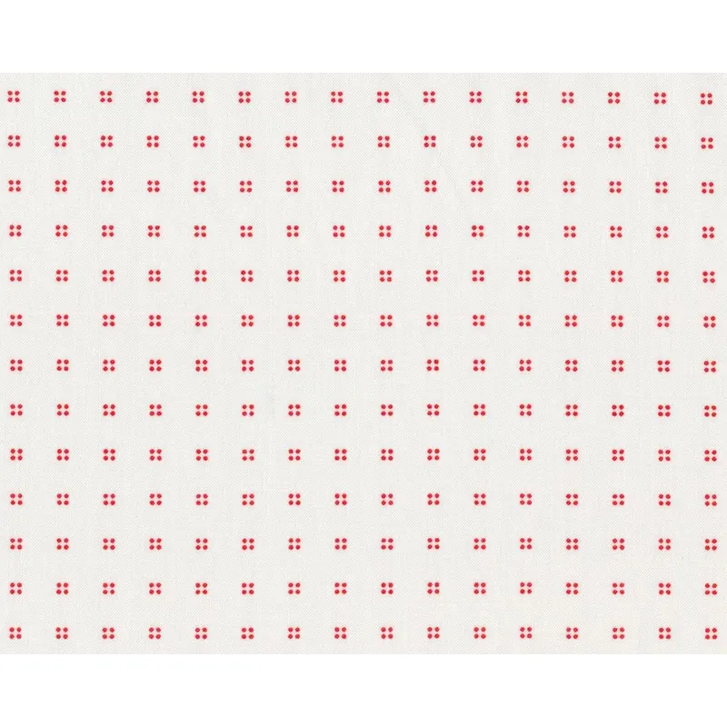 Patchworkstoff HEY DOT, Punkte im Quadrat, gebrochenes weiß-rot, Moda Fabrics