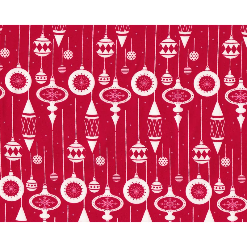 Patchworkstoff HOLIDAY LANE, Baumschmuck, rot, Henry Glass