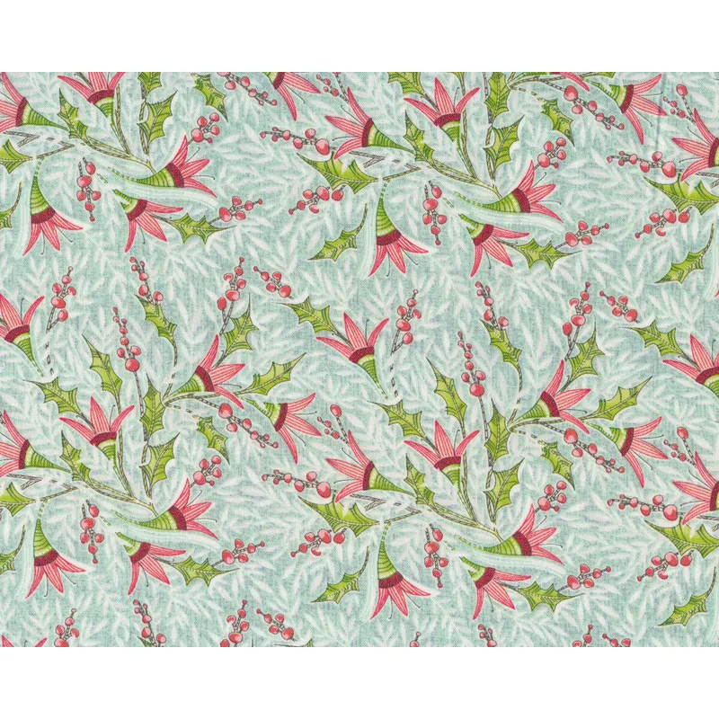 Patchworkstoff HOLLY JOLLY, Ilex-Blüten, mintgrün, Cori Dantini