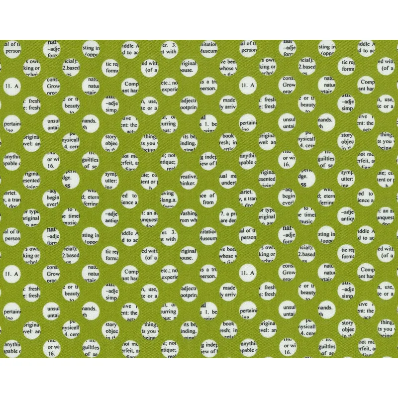 Patchworkstoff HOLLYS TREE FARM, Schrift-Kreise, gedecktes limette, Moda Fabrics
