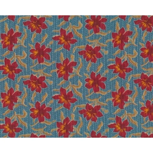 Patchworkstoff JELLY BEAN, Blüten, taubenblau-gedecktes rot, Moda Fabrics